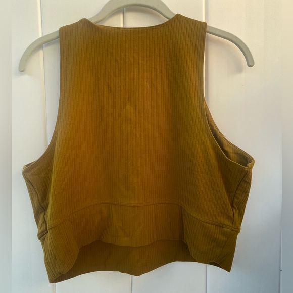 REI Mustard Yellow Active Pursuits Ribbed Cropped Tank Top - Picture 2 of 6